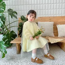 Платье принцессы в Корейском стиле для девочек весенние модные платья для девочек От 1 до 6 лет, PP869