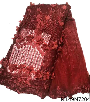 

Beautifical African 3D Lace High Quality Beads Flower French 3d Lace Fabric Wedding Dress Fabric ML49N72