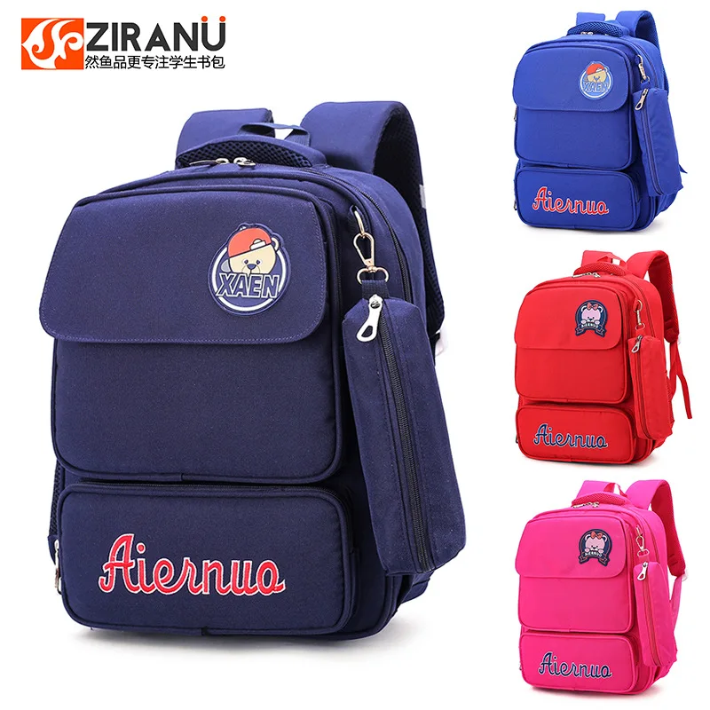

Korean-style Schoolbag for Elementary School Students 2-4-Grade Boy Burden Relieving Spine-Backpack Girls Bear Pattern Anti-Spil