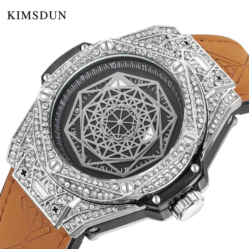 

KIMSDUN Genuine Diamond Fashion Trend Men's Watch Silicone Luminous Waterproof Sport Quartz Watch