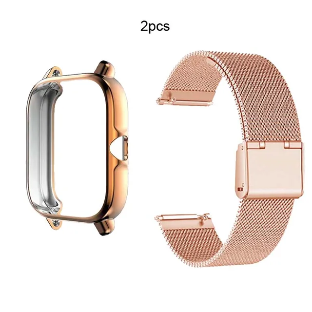 Bracelet Protective Case For Xiaomi Amazfit GTS 2 Mini 3 2e Bip S Lite U Pro Strap Stainless Steel Band Touch Screen Protector Rose