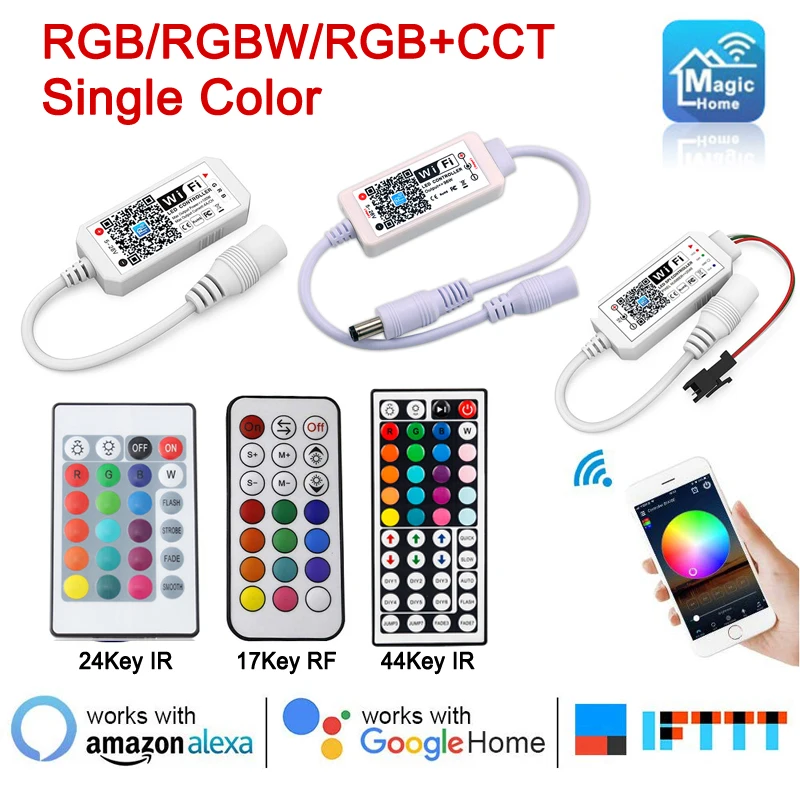 

Magic Home 5V RGB Wifi Controller 24V RGBW Bluetooth RGB+CCT Pixel LED controller 12V For WS2812B WS2811 5050 3528 led strip