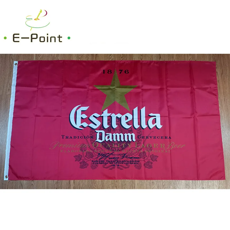 Estrella Damm Beer Flag 3ft*5ft (90*150cm) Size Christmas Decorations for Home Banner Indoor Outdoor Decor BER111 | Дом и сад