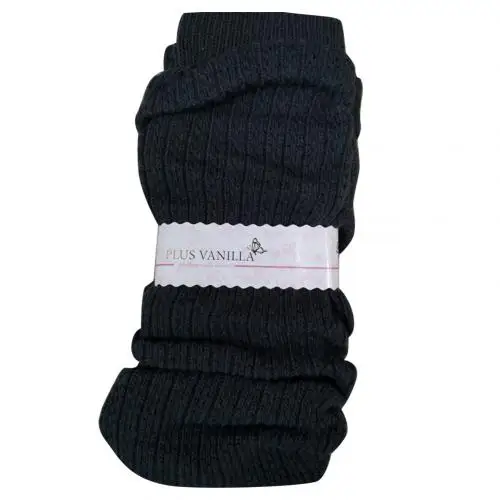 Winter Europe and America trend ladies solid color crocheted leg warm pants elastic platform socks - Цвет: Black Stripe