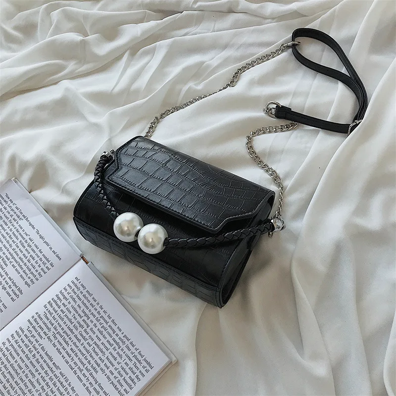 

Women's small square bag 2019 new Korean version of the chain portable stone pattern crossbody shoulder bag