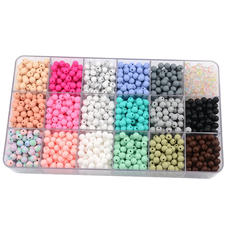 Silicone Teething Beads 50pcs Silicone Beads Pearl Food Grade Teething Beads DIY BPA Free Jewelry Baby Teether Toy Pacifier Chain