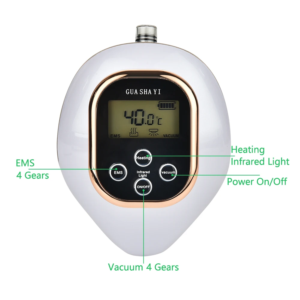 Electric Cupping massage LCD Display Guasha Scraping Body massager Vacuum Cans Suction Cup IR Heating Fat Burner Slimming 4