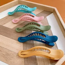 Pinza de pico de pato de plástico sin costuras para mujer y niña, Color caramelo, pinza de pelo grande Simple, horquilla de lavado de cara