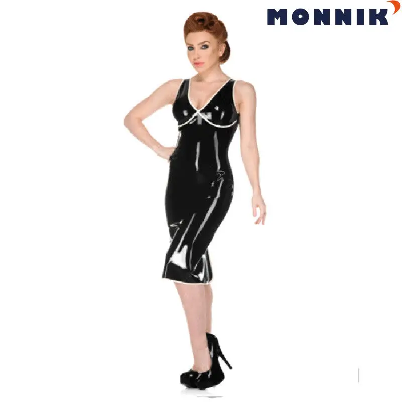 MONNIK латексная Сексуальная фиолетовая Резина V colla Холтер платье Gummi 0 4 мм для