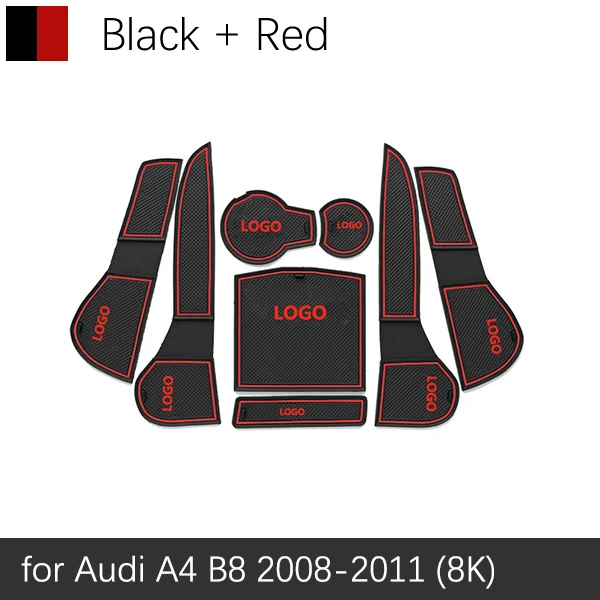 Для Audi A4 B8 2008 2009 2010 2011 A4 8K RS4 S4 гибкие чехлы из термопластичного полиуретана(RS противоскользящими резиновыми затворный слот подставка под кружку, костер аксессуары наклейки для автомобиля - Название цвета: Red