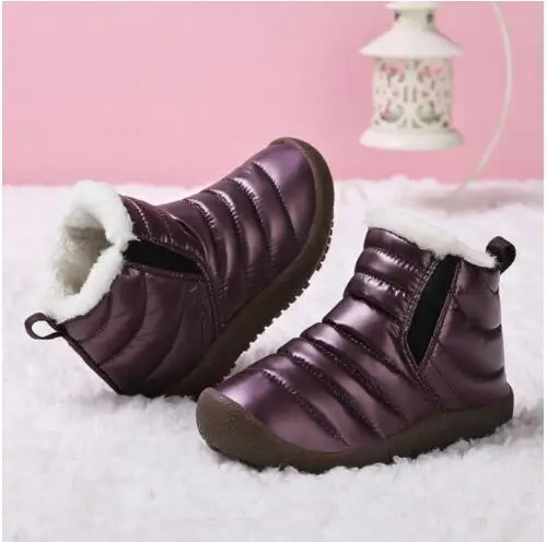 Winter Boots Girls Waterproof Snow Shoes Kids Toddler Keep Warm Children For Girl Boys Boots Ankle Winter Baby Shoe Buty - Цвет: Фиолетовый