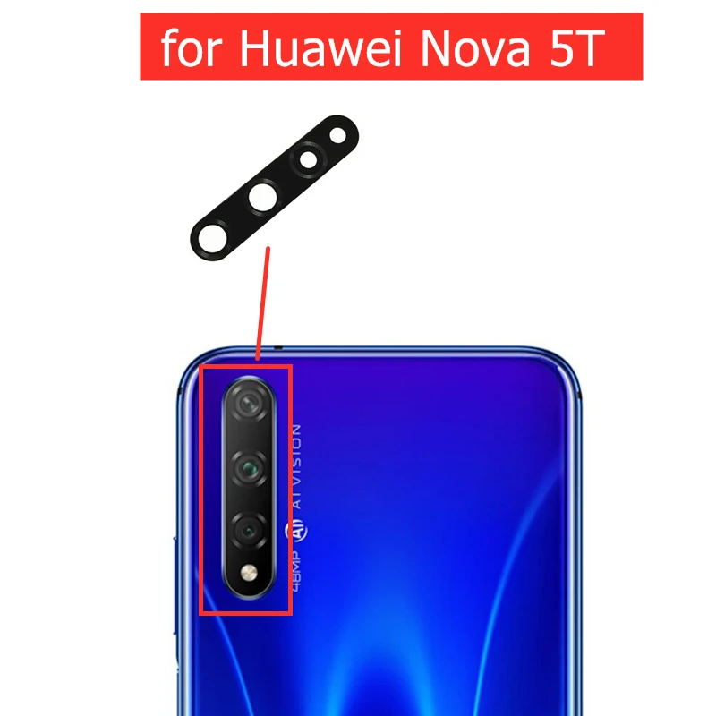2pcs for Huawei Nova 5T Back Camera Glass Lens Rear with 3M Glue Replacement Repair Spare Parts | Мобильные телефоны и