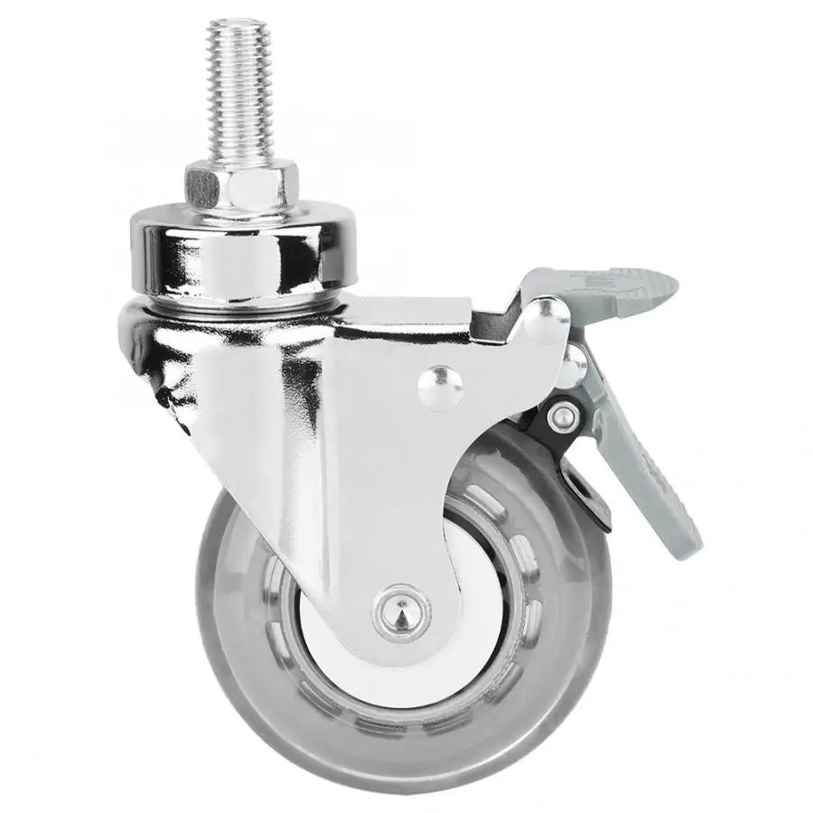 

4pcs Wheels For Suitcases 3" Swivel Caster Wheels Medical PU Wheel with Brake Chrome Plated Heavy Duty for Hospital