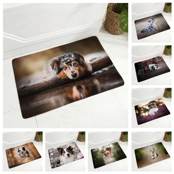

Pet Animal Flannel Carpet Floor Mat for Hallway Bedroom 40x60cm Rug Dog Australian Shepherd Door Mat Non-Slip Decor Pet Doormat