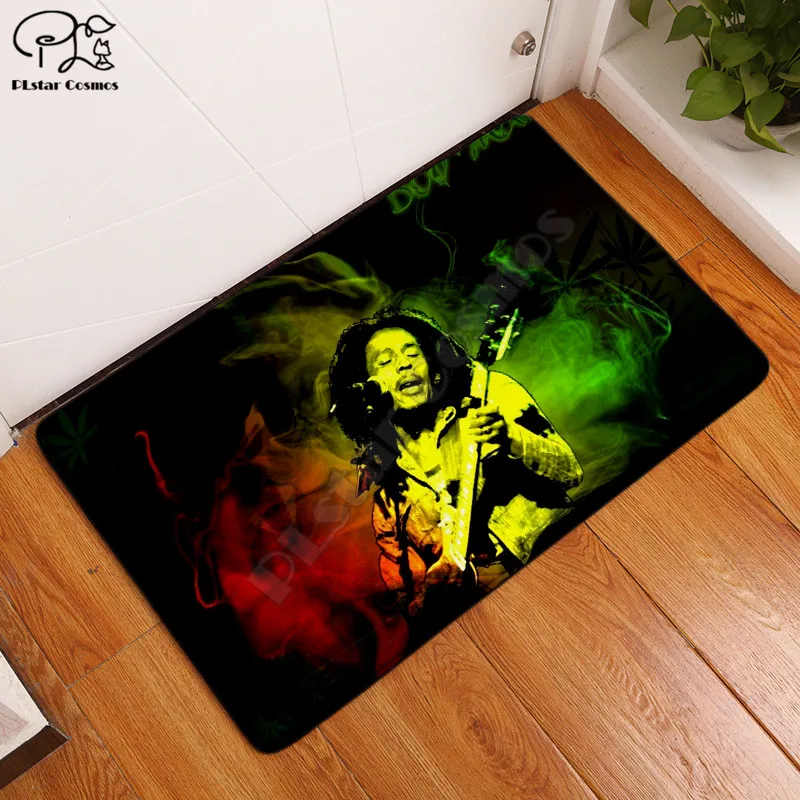 

Reggae Bob Marley anime Plush Vintage Cassette Tape Indoor Doormat Non Slip Door Floor Mats Carpet Rugs Decor Porch Doormat