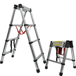 Échelle télescopique en alliage d'aluminium épaissi 1.4M + 1.4M, échelle polyvalente à chevrons, Portable, pliable, pour la maison 