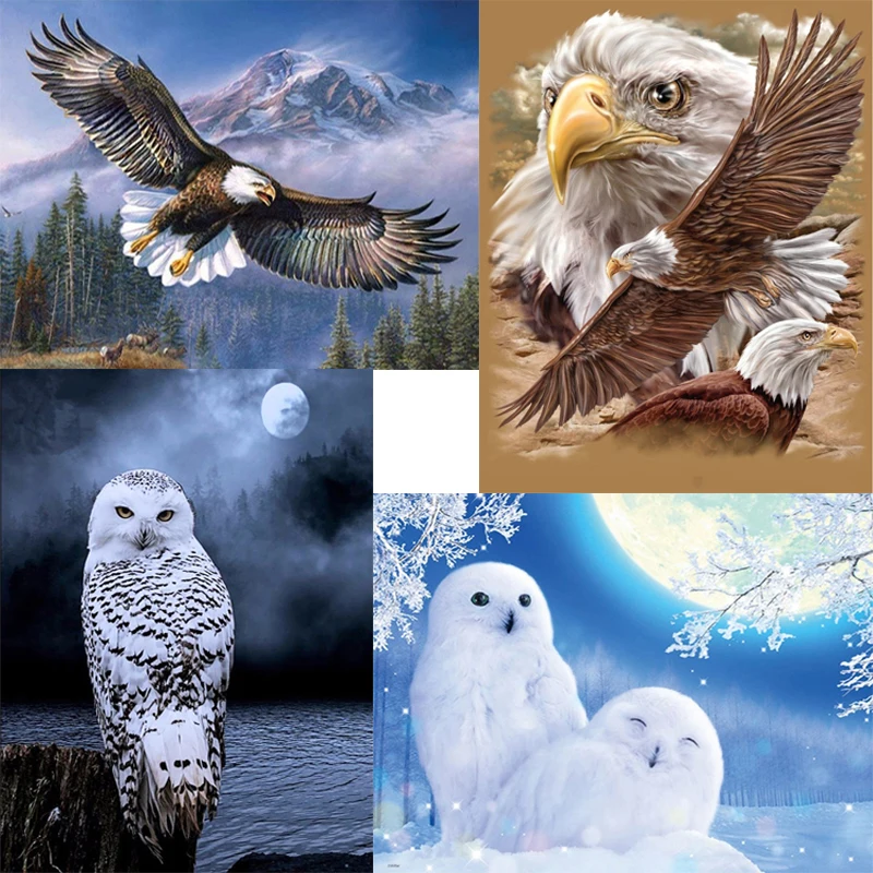 

DIY 5D Diamond Painting Eagle Full Round Rhinestones Cross Stitch Animal Cartoon Embroidery Wall Art Home Decor