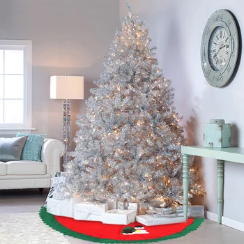 

Tree Skirt Wavy Green Border Snowman Xmas Christmas Carpet New Year Decoration for Household Unique Christmas Accessories