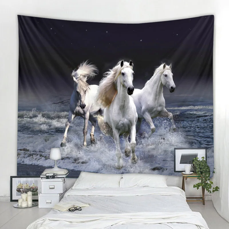 Running horse 3d printing tapestry lion elephant wall hanging polyester fabric home decoration mandala bohemian wall decoration