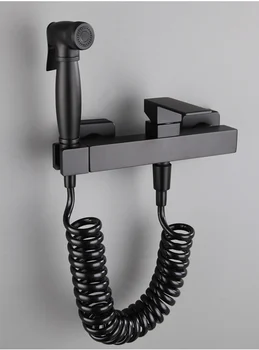 

All black copper fu washer hot and cold water to wash the toilet flush nozzle privates bathroom toilet