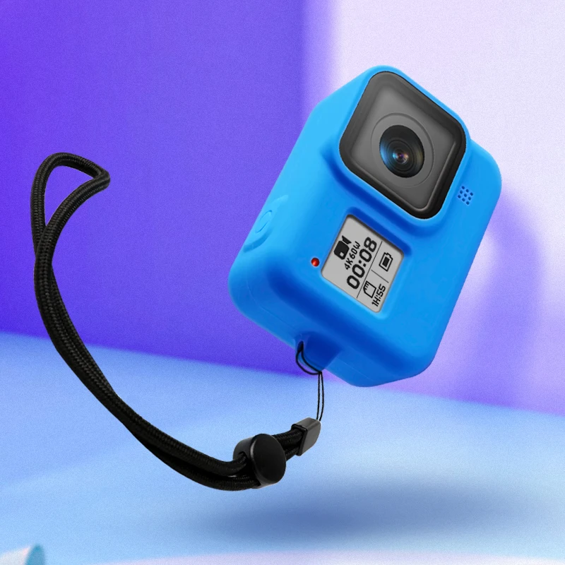 Защитный силиконовый чехол с ремешком на руку для спортивной камеры GoPro 8 аксессуары для спортивных и экшн-видеокамер - Цвет: Синий цвет