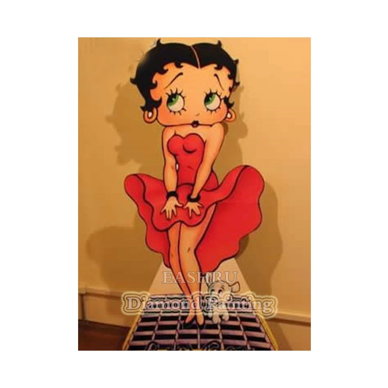 EASHRU Cartoon Girl Red Skirt 5D Diamond Painting Cross Stitch Embroidery Needlework Full Square Drill Home Decor PT4228 | Дом и сад