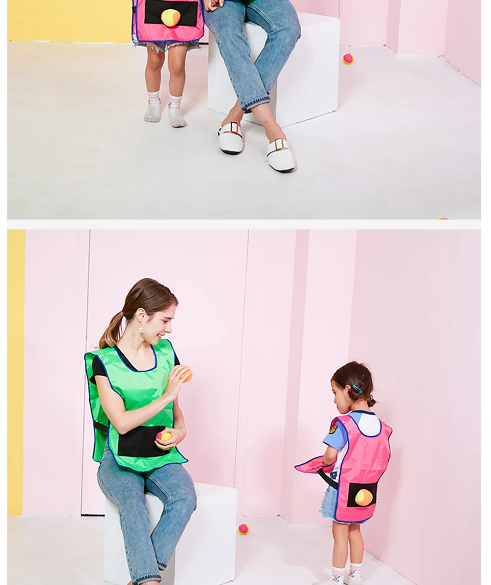 Ball Throwing Children Kids Outdoor Fun Sports Toy Game Props Vest Sticky Jersey Vest Game Vest Waistcoat With Sticky
