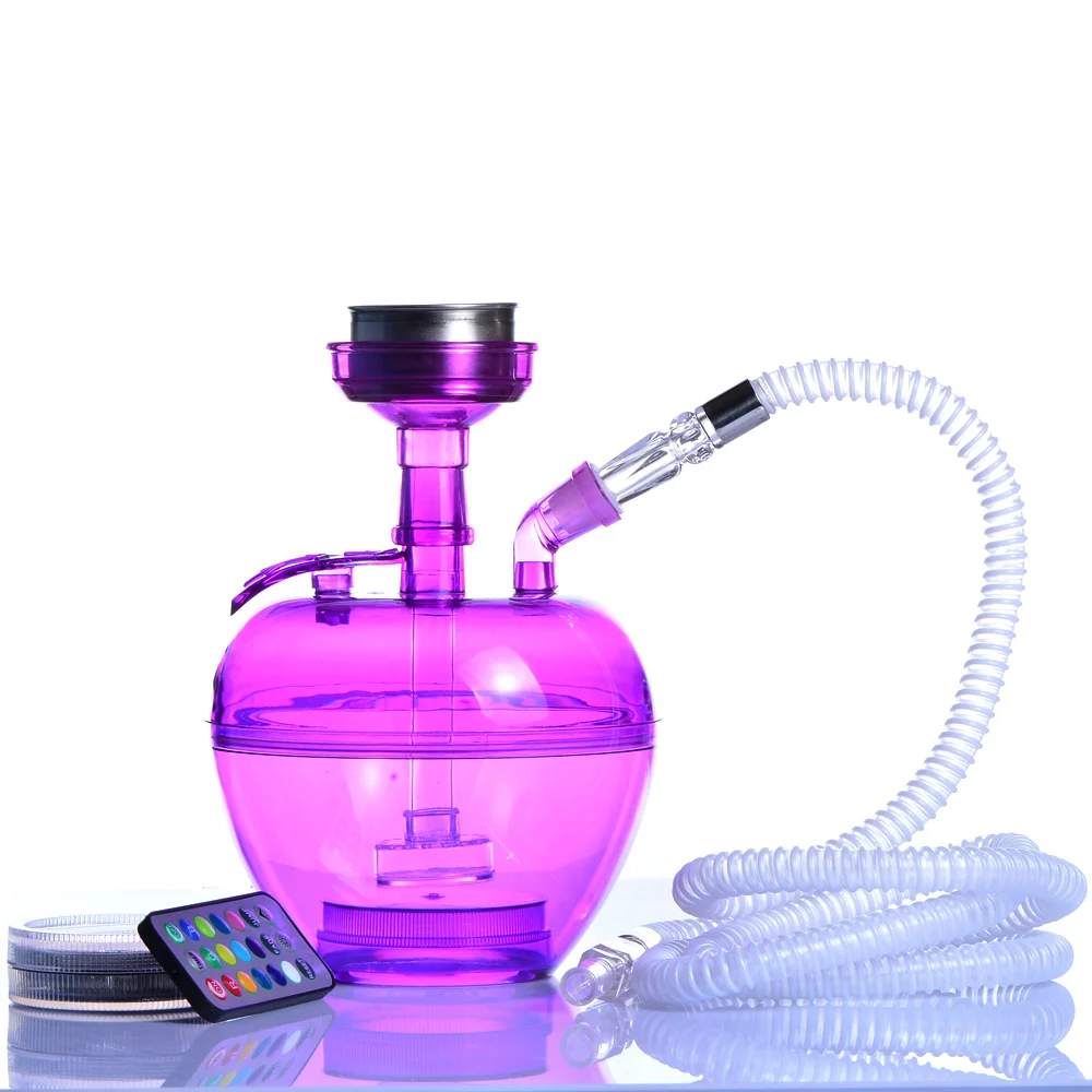 

4 Color Acrylic Hookah Cup LED Light Shisha Pipe Narguile with Chicha Plastic Hose Stainless Steel Bowl Charcoal Holder Sheesha