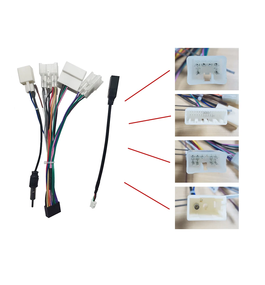 Roadivox 16P Car Head Unit ISO Wire Harness Adapter For Toyota Android Car Radio Harness