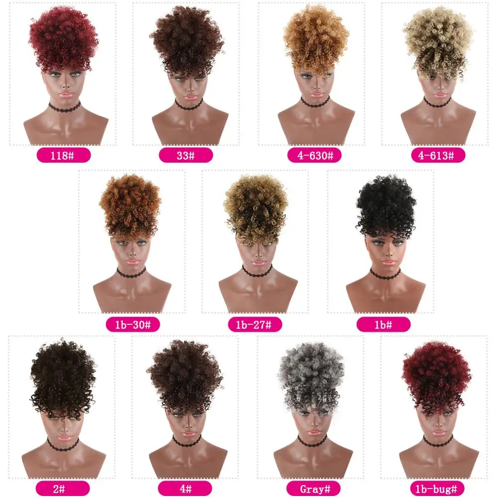 Drawstring Kinky Curly High Puff Ponytail Synthetic Hair Extensions African American Hair Ponytail With Bangs Short Wrap Clip 2 Drawstring Kinky Curly High Puff Ponytail Synthetic Hair Extensions African American Hair Ponytail With Bangs Short Wrap Clip 2