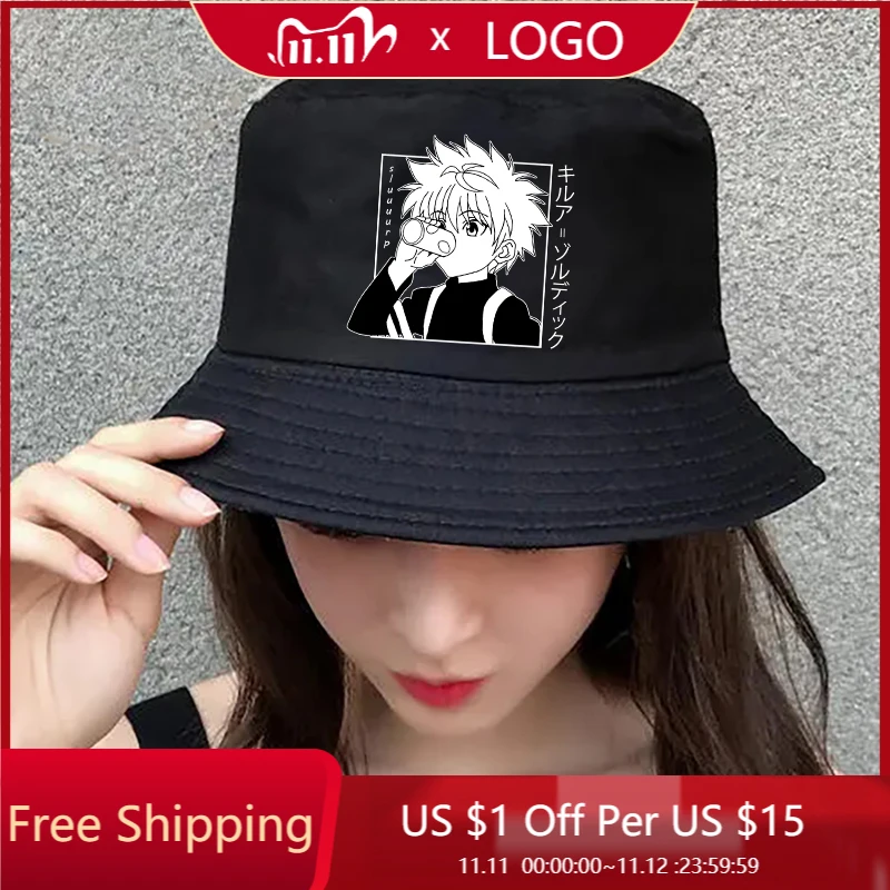 Hunter X Printed Summer Hat Women Men Panama Bucket Cap The Design Flat Visor Zoldyck Hisoka 90s Anime Fisherman |