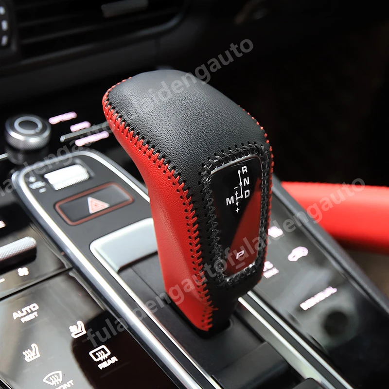 Для Porsche Cayenne- DIY автоматический кожаный чехол для рычага переключения передач отделка автомобильные аксессуары