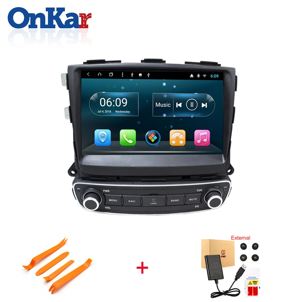 ONKAR 1 Din Android 9,0 Pie Автомобильный gps радио для KIA Sorento 2012 2013 стерео с 9 дюймов ips экран Wifi Bluetooth - Цвет: With TPMS
