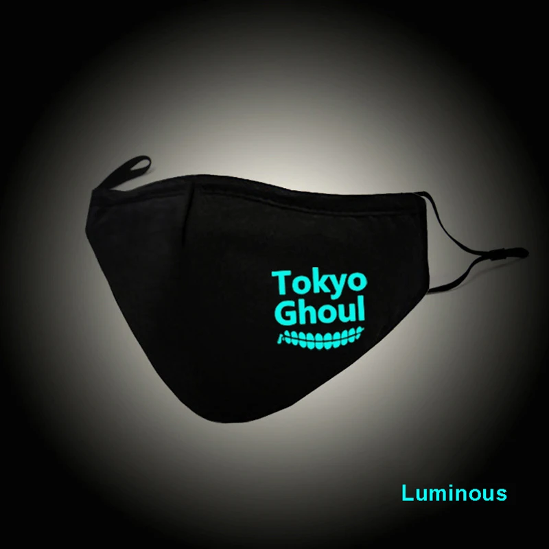 Аниме Токийский Гуль Fate Zero маска для лица Модные крутые Наруто светящиеся хлопковые Теплые черные маски косплей