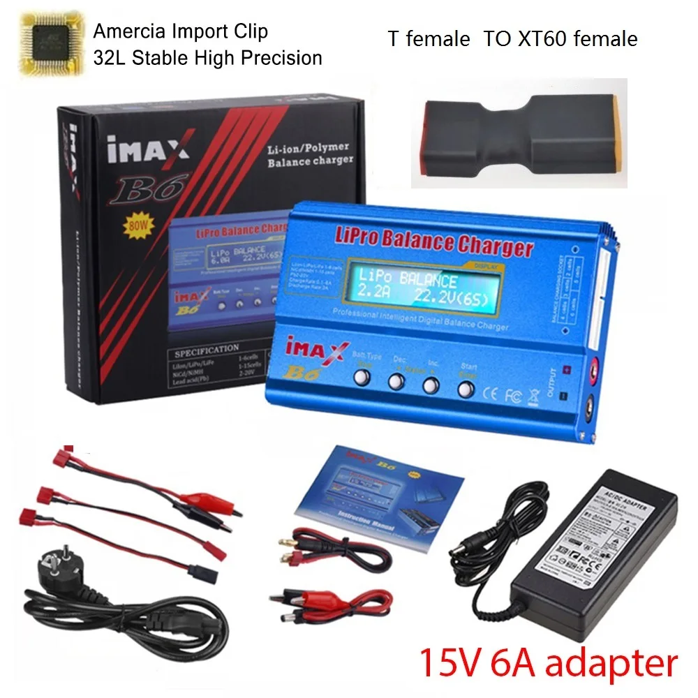 ATMEGA32L чип iMAX B6 80 Вт Lipo зарядное устройство с 15 в 6A источник питания для NiMh Li Ion Ni Cd