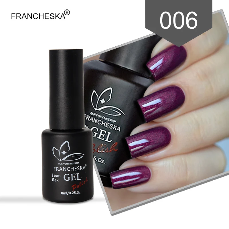 Francheska Гель-лак для ногтей Горячая Распродажа Зеленый Фиолетовый Серия oje nagels spulletjes полуперманентный замочить от длительного действия Гель-лак