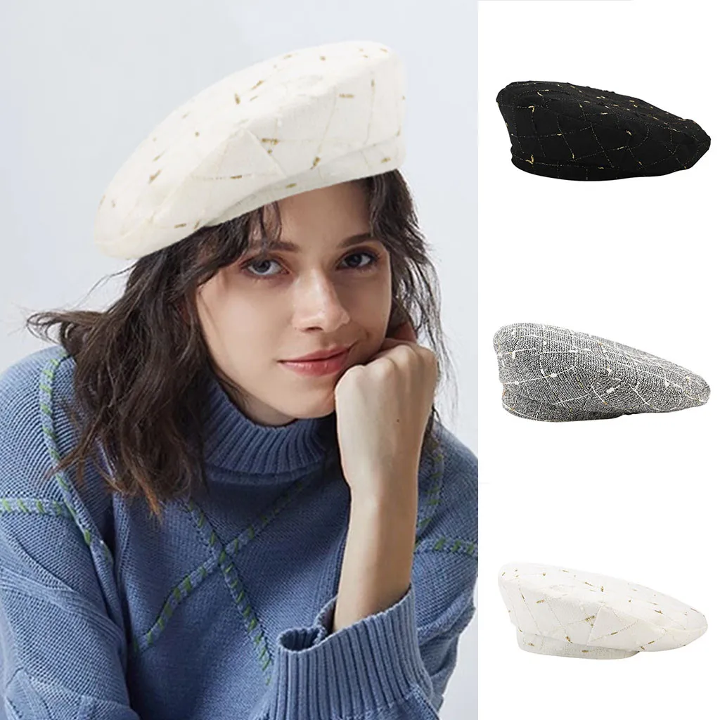 Женская шапка, новая мода, винтажный Зимний берет, корейский живописец, газетные береты, czapka zimowa, шапка
