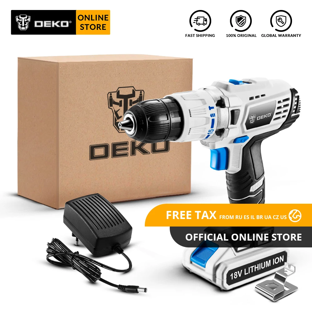 Original DEKO GCD18DU3 18V Impact Cordless Drill Electric Screwdriver ...