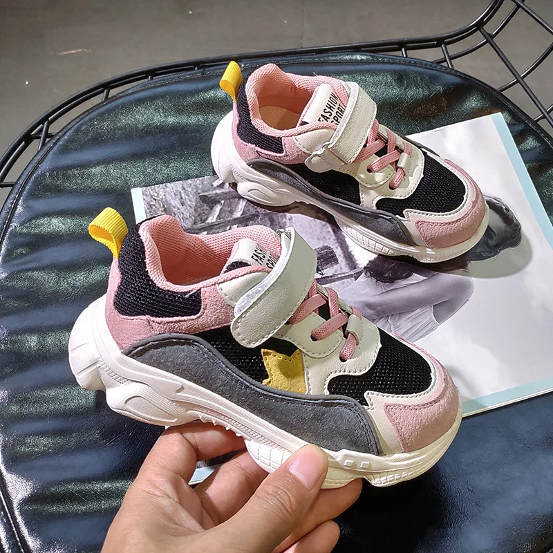 

Spring New Children's Shoes Boys Breathable Mesh Soft Bottom Sneakers Girls Leather Light Running Shoes Kids Shoes for Girl