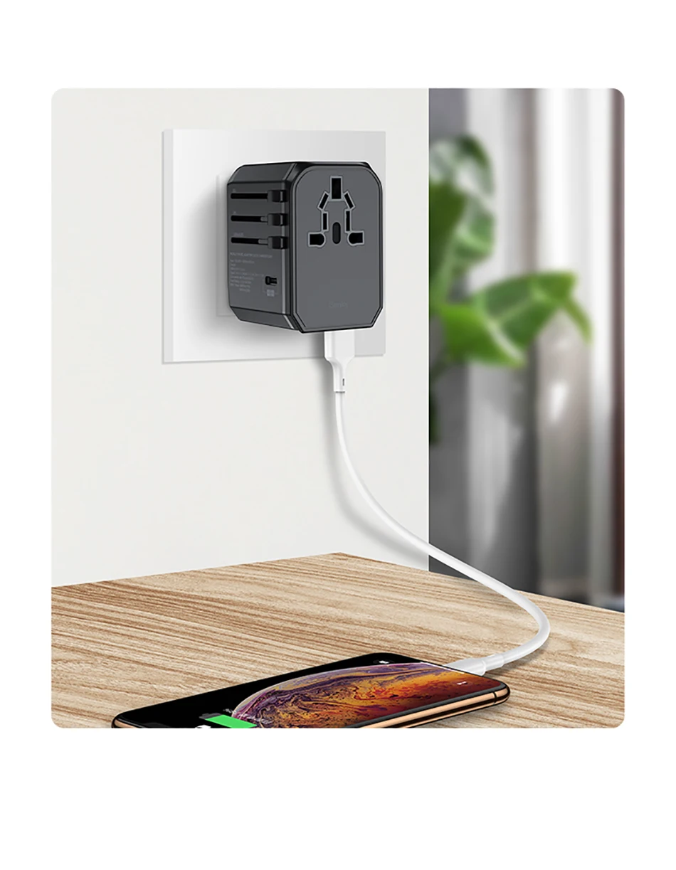 Benks 5.6A Quick Charge 3,0 USB Зарядное устройство Портативный Универсальный Мощность адаптером PD для быстрой зарядки Великобритании/ЕС/США/AU/американского стандарта штепсели для путешествий розетки