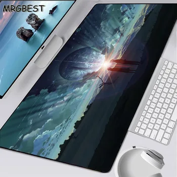 

MRGBEST 900x400mm L Moon Couple Large Lockedge Rubber Mouse Pad Precise Control Desktop Anti-slip Mat Game Pad Table Mat Durable