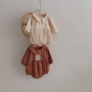 

MILANCEL 2020 autumn new baby girls bodysuit peter pan collar newborn girls clothes turn down collar baby one piece