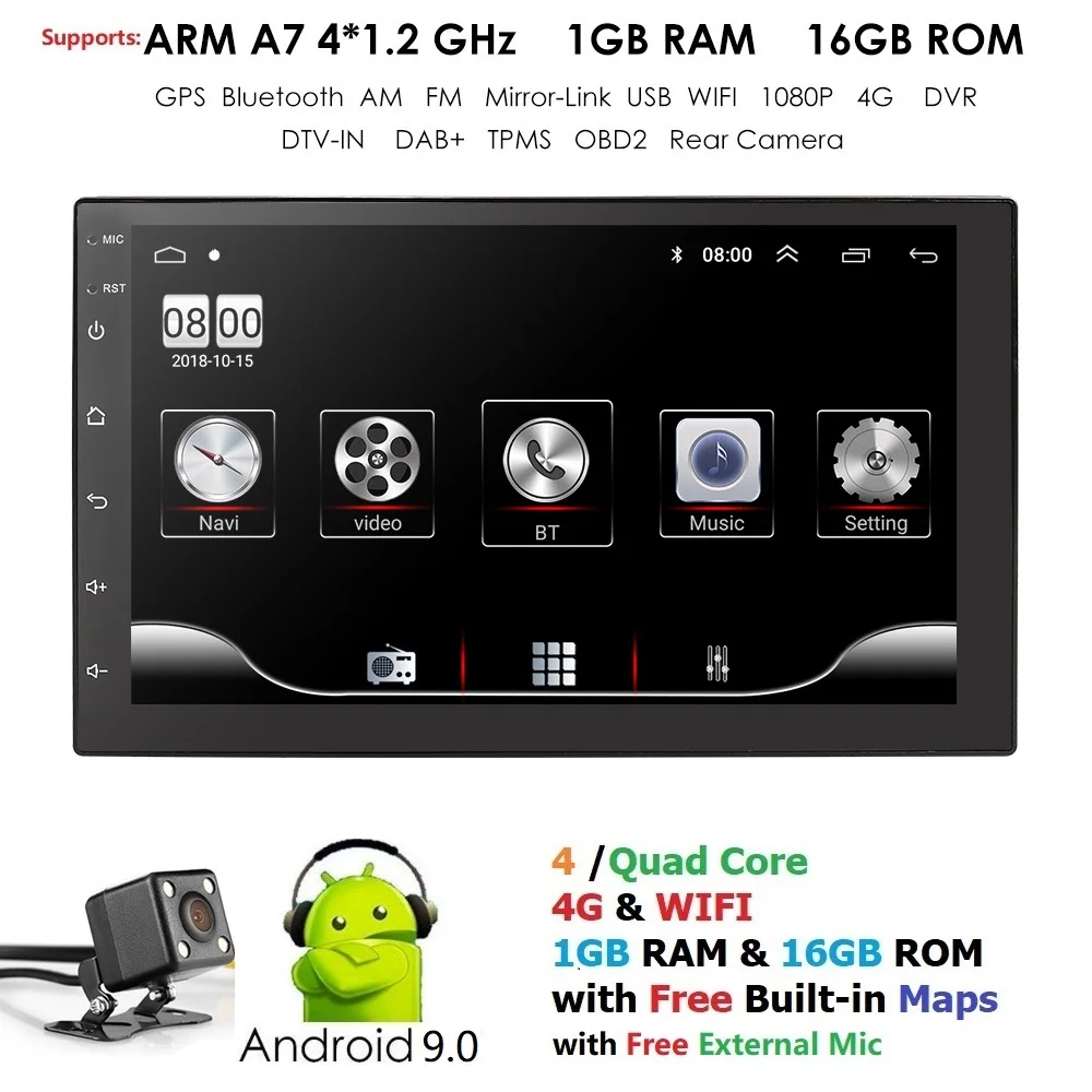 2 Din Car Radio GPS Navigation Android 9.0 Car Audio Player Touch Screen Quad Core Car radio USB Bluetooth Player Autoradio WiFi 2 Din Car Radio GPS Navigation Android 9.0 Car Audio Player Touch Screen Quad Core Car radio USB Bluetooth Player Autoradio WiFi