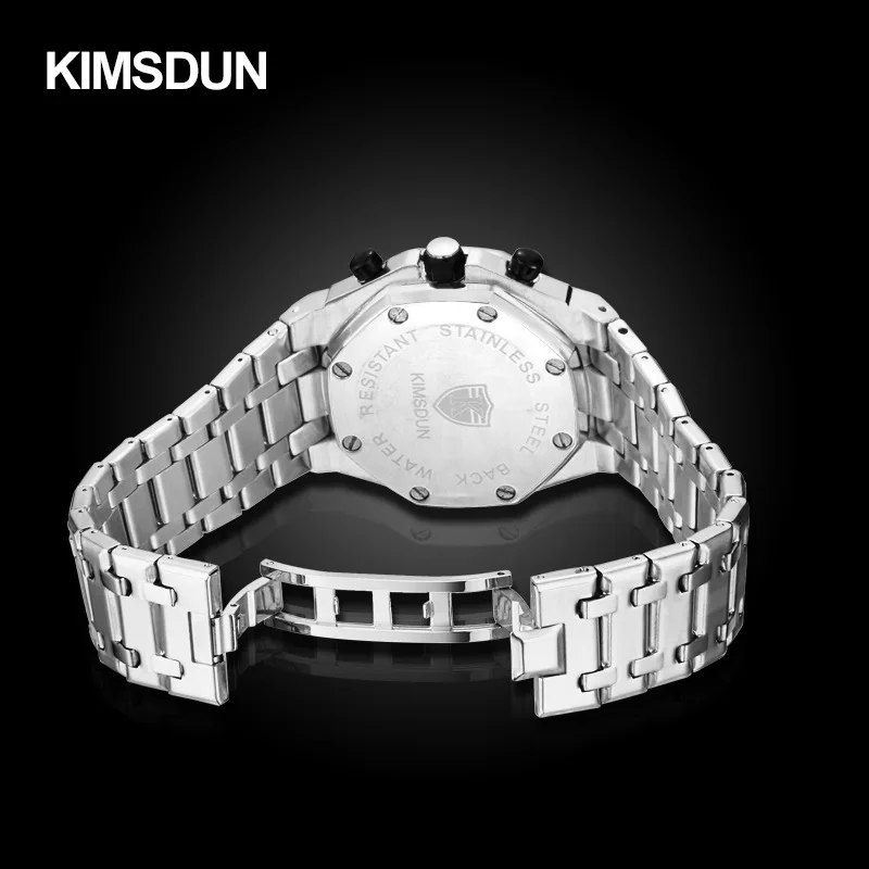 KIMSDUN лучший бренд класса люкс для мужчин s кварцевый хронограф сталь часы AP военный бизнес календарь стол Королевский дуб розовое золото часы для мужчин