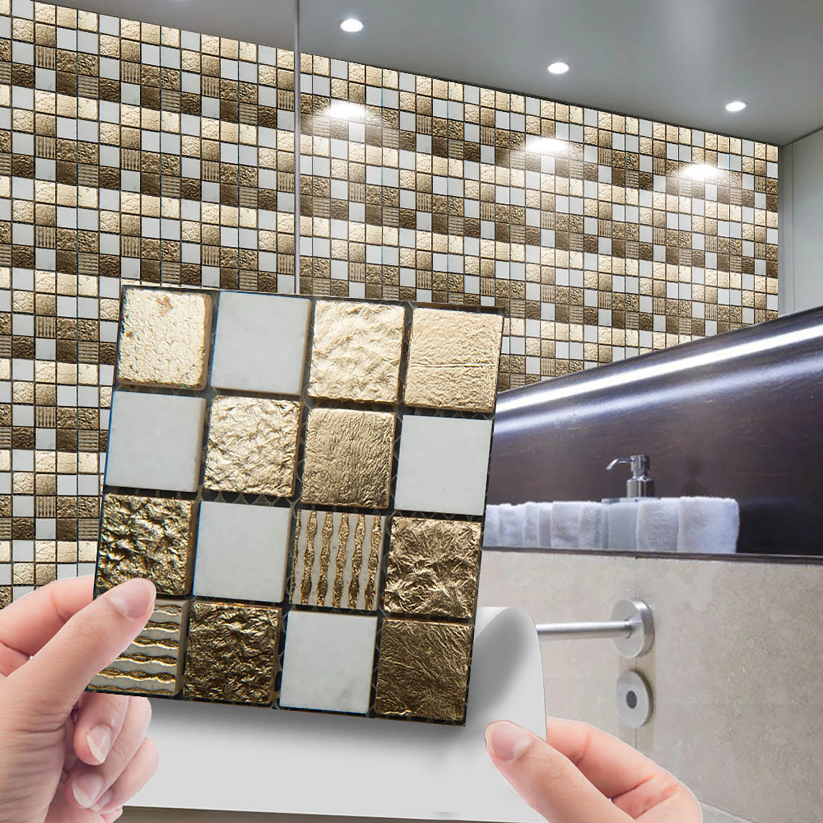 10pcs adesivi per piastrelle di cristallo 3D adesivo da parete autoadesivo  impermeabile per cucina bagno 3d Wallpaper Decor Sticker  all'ingrosso|Adesivi murali| - AliExpress