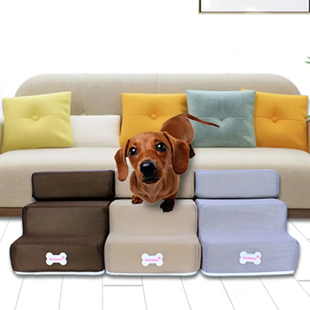 

35x30x30cm Small Dog Cat Pet 3 Step Removable Non-slip Ramp Climbing Detachable Bed Ladder Convenient to Dog Climbing Bed Ladder