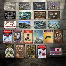 [WellCraft] пистолет не вызов 911 Военная настенная доска металлические знаки художественная винтажная живопись персональный пользовательский Декор LT-1824