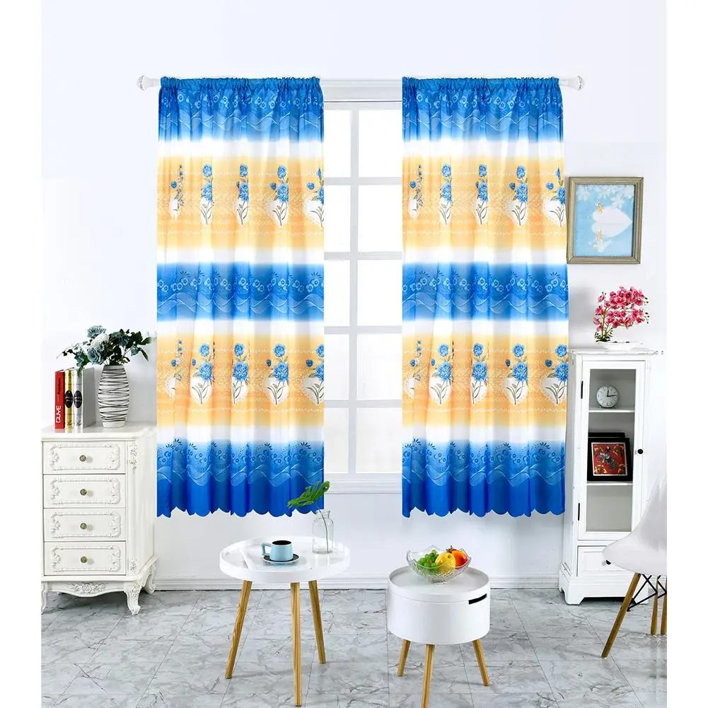 

HobbyLane 1pcs Home Curtain Horizontal Rose Flower Stripes Priting Short Window Screen Living Room Decoration