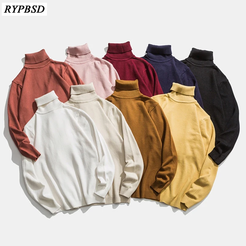 Men Turtleneck Sweater Autumn New Solid Color Long-sleeved High Quality Fashion Casual High Collar Sweater Warm Wool Men Sweater