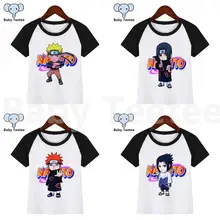 Забавная футболка с персонажем Наруто Учиха Итачи Узумаки Саске Какаши для мальчиков и девочек детские топы с рисунками, Детская футболка одежда для малышей